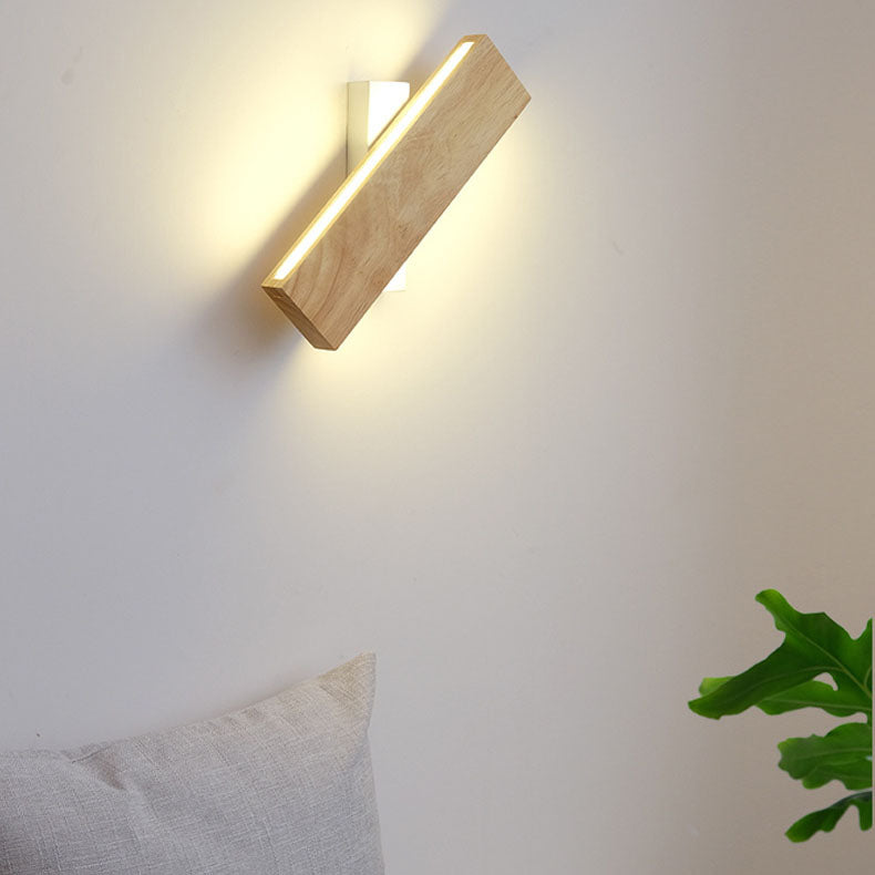 Kado – Japanse Minimalistische Draaibare Houten LED Wandlamp (Rechthoekig, Verstelbaar)