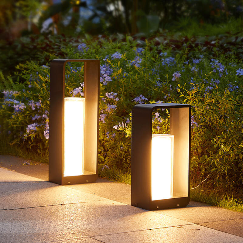 Auro – Moderne Vierkante Outdoor LED Tuinlamp (Waterdicht, Zonne-energie/Hardwired)