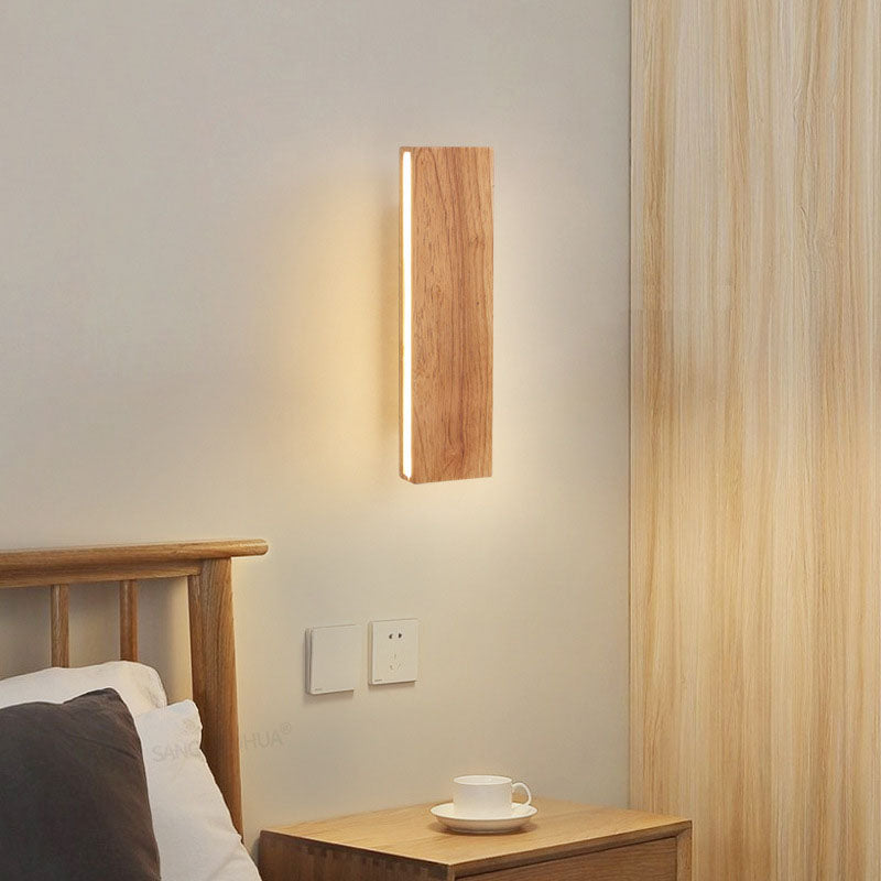 Kado – Japanse Minimalistische Draaibare Houten LED Wandlamp (Rechthoekig, Verstelbaar)