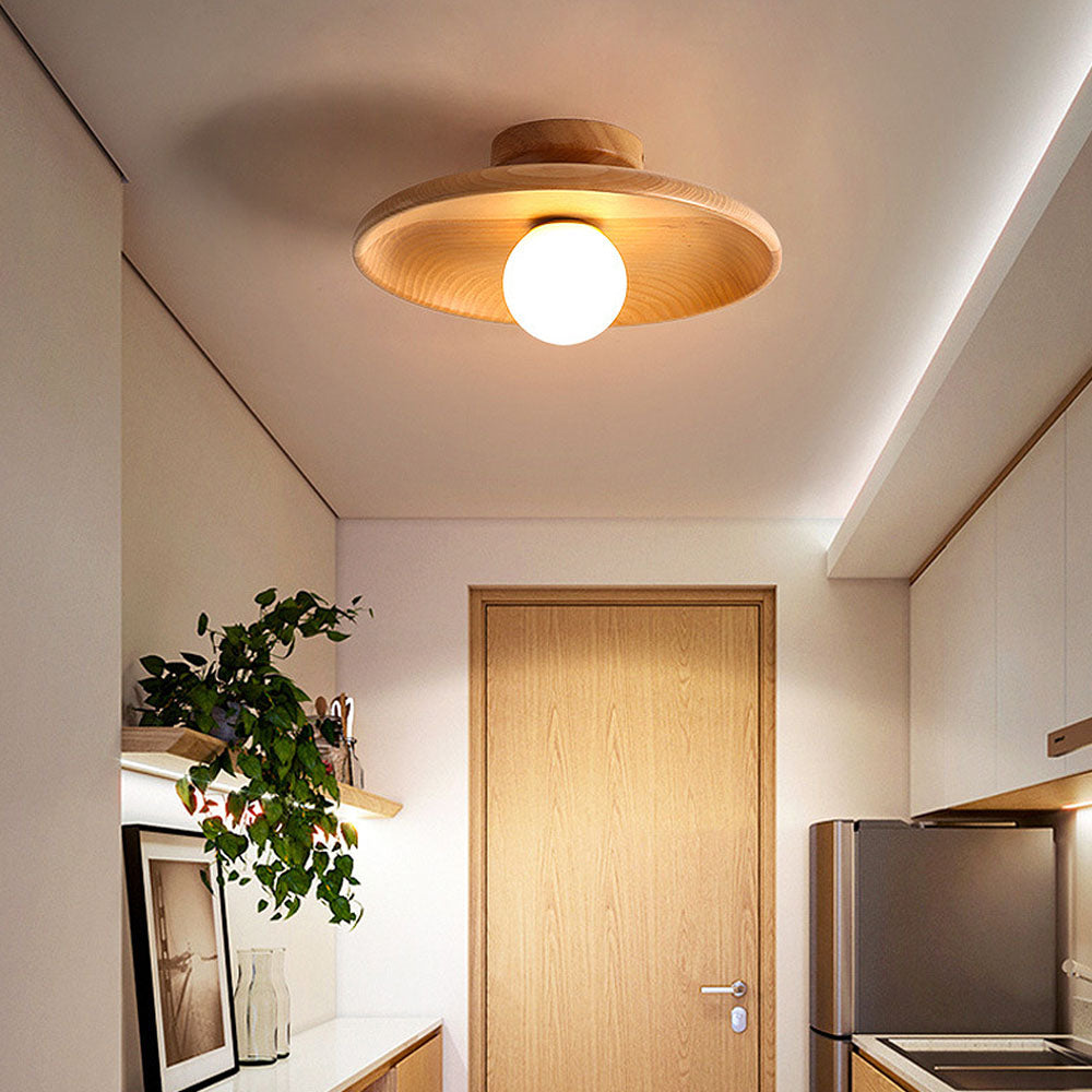 Natura – Scandinavische Houten Minimalistische Ronde Plafondlamp
