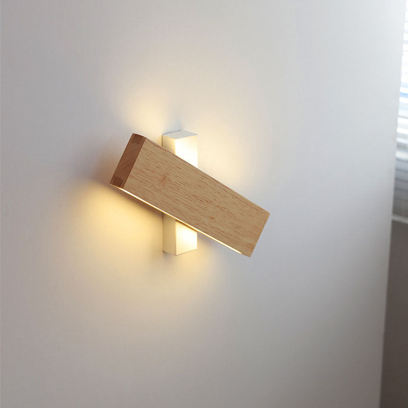 Kado – Japanse Minimalistische Draaibare Houten LED Wandlamp (Rechthoekig, Verstelbaar)