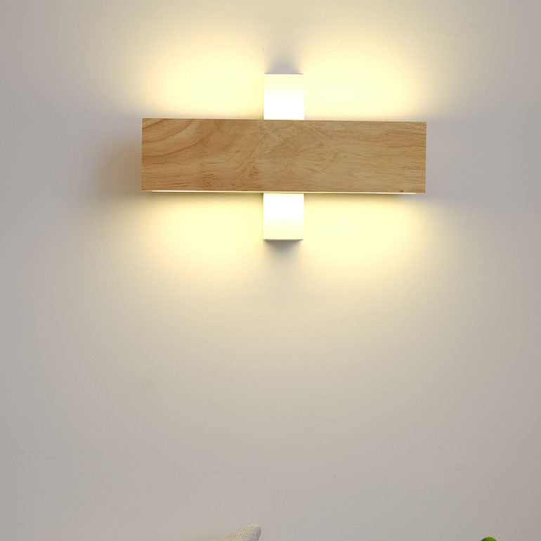 Kado – Japanse Minimalistische Draaibare Houten LED Wandlamp (Rechthoekig, Verstelbaar)