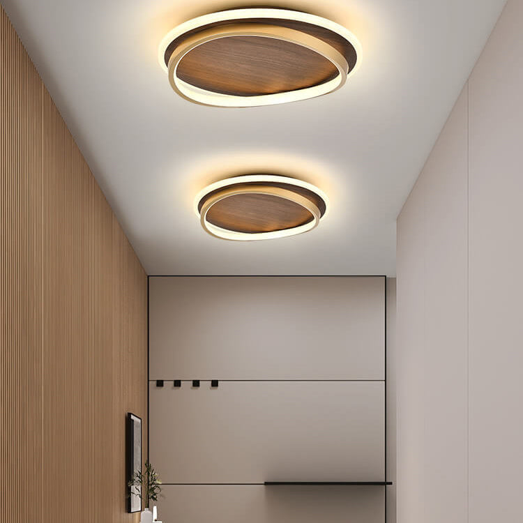 Edda – Scandinavische Walnoot Houtnerf LED Plafondlamp (Flush Mount)