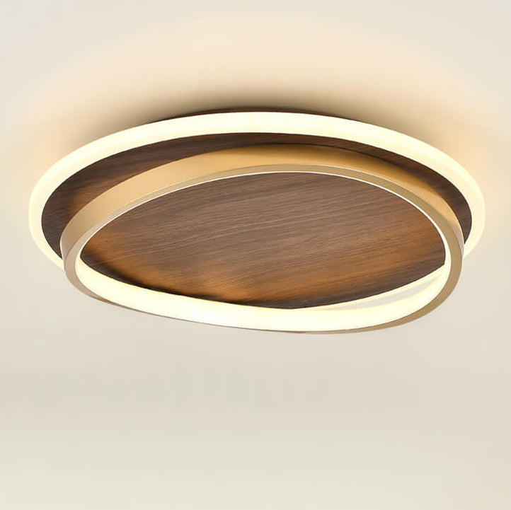 Edda – Scandinavische Walnoot Houtnerf LED Plafondlamp (Flush Mount)