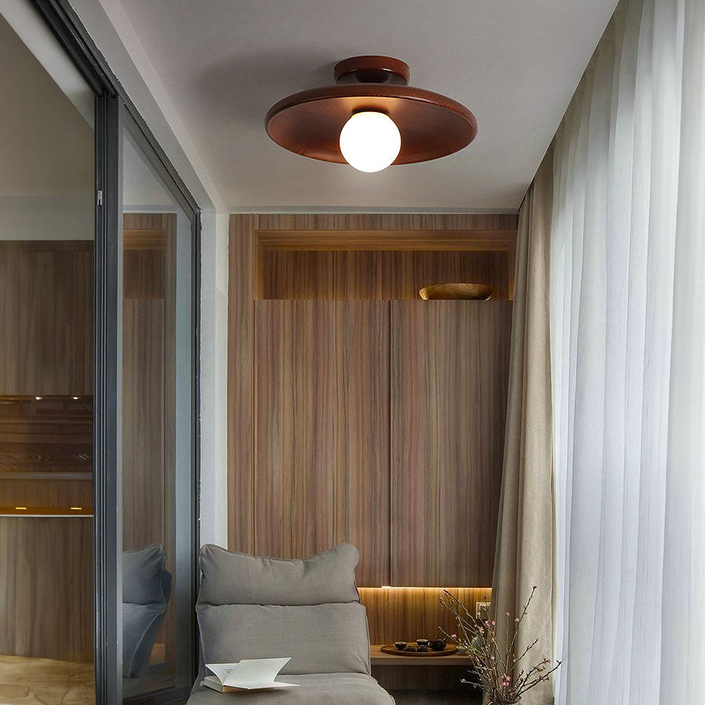 Natura – Scandinavische Houten Minimalistische Ronde Plafondlamp