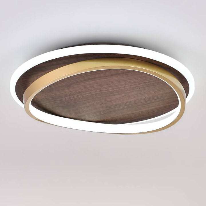 Edda – Scandinavische Walnoot Houtnerf LED Plafondlamp (Flush Mount)