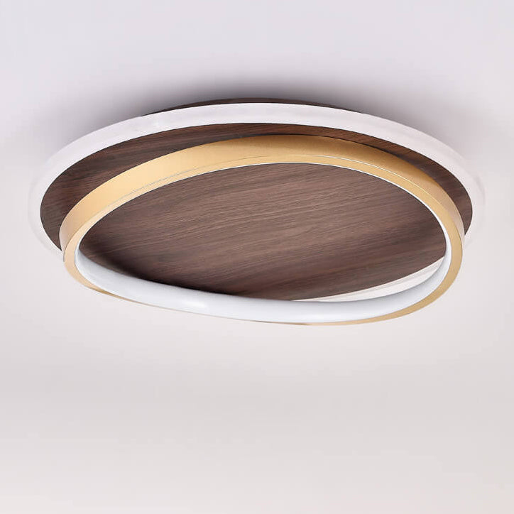 Edda – Scandinavische Walnoot Houtnerf LED Plafondlamp (Flush Mount)