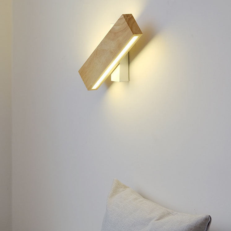 Kado – Japanse Minimalistische Draaibare Houten LED Wandlamp (Rechthoekig, Verstelbaar)