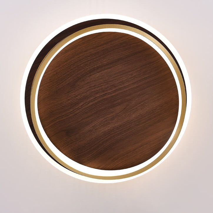 Edda – Scandinavische Walnoot Houtnerf LED Plafondlamp (Flush Mount)