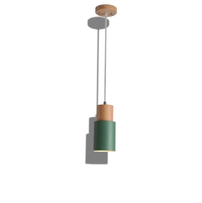 Nomi – Scandinavische Macaron Cilinder Hanglamp (Houtdetail, 1-Lichts)