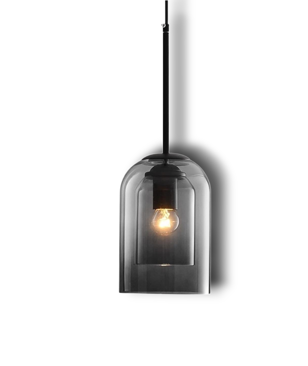 Mica – Mid-Century Hanglamp met Dubbel Glas (Plafondlamp, E27)