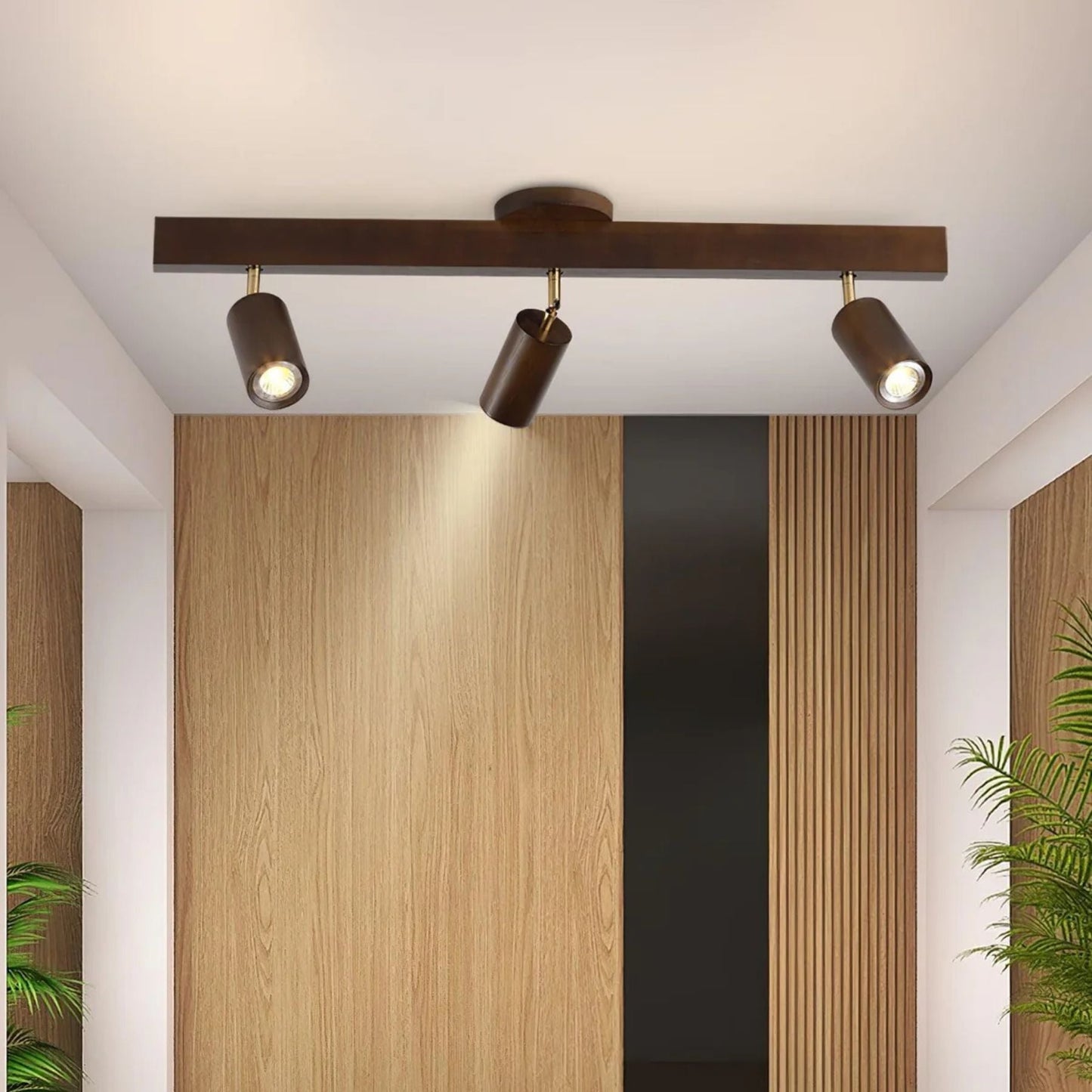 Norvia – Houten Rail Plafondlamp met Verstelbare Spots