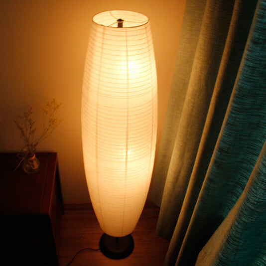 Aria – Scandinavische Minimalistische Rijstpapieren Kolom Vloerlamp (2-Lichts)