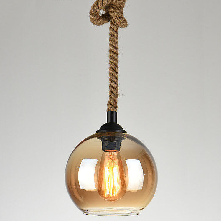 Riva – Retro Touw Glazen Bol Hanglamp (1-Licht)