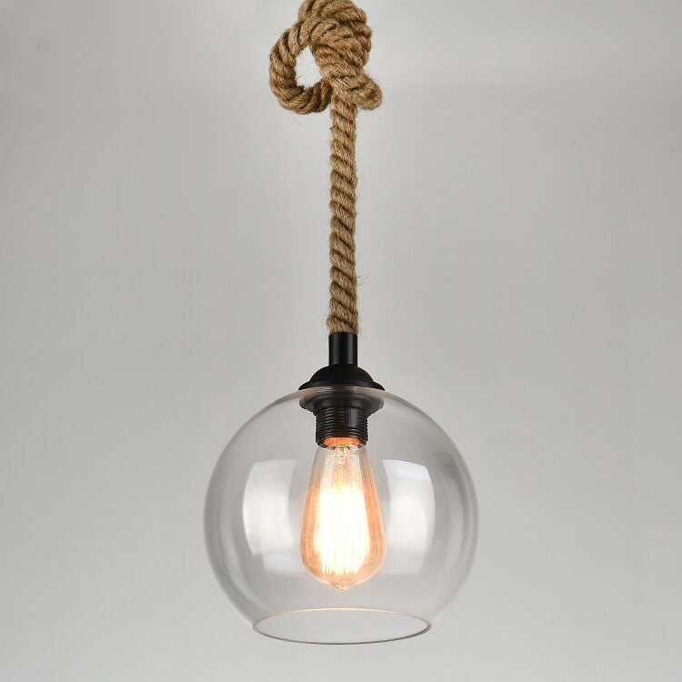 Riva – Retro Touw Glazen Bol Hanglamp (1-Licht)