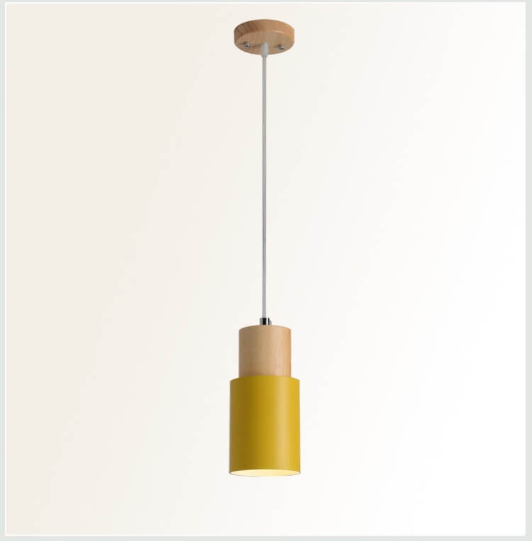 Nomi – Scandinavische Macaron Cilinder Hanglamp (Houtdetail, 1-Lichts)