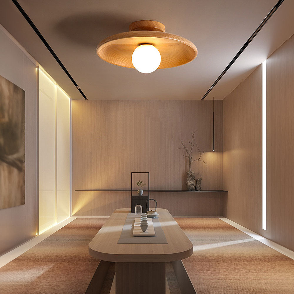 Natura – Scandinavische Houten Minimalistische Ronde Plafondlamp