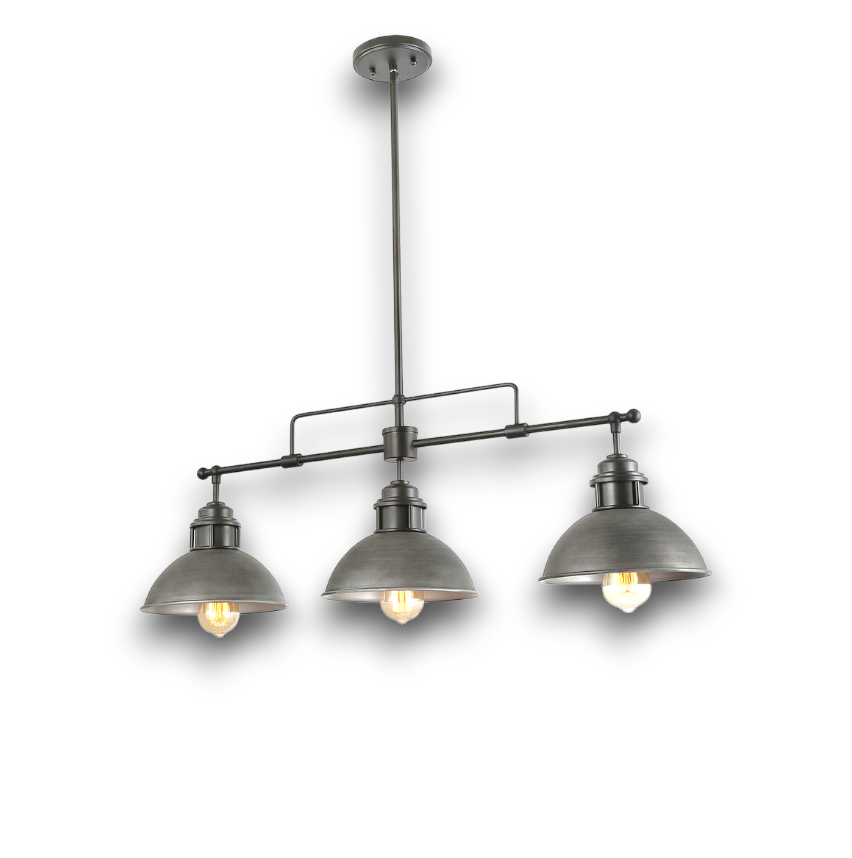 ForgeLine – Industriële 3-Lichts Lineaire Dome Hanglamp