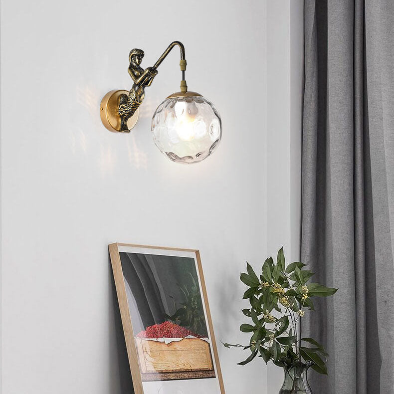 Sirena – Vintage Zeemeermin Wandlamp met Glazen Bol (1-Licht)