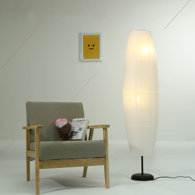Aria – Scandinavische Minimalistische Rijstpapieren Kolom Vloerlamp (2-Lichts)