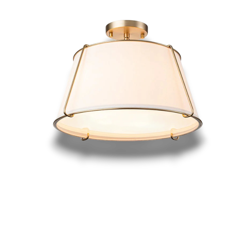 Evelora – 4-Lichts Linnen Trommel Semi Flush Plafondlamp