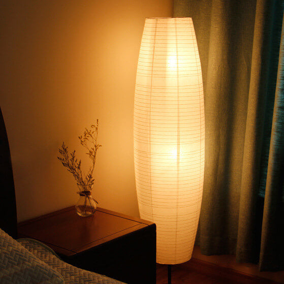 Aria – Scandinavische Minimalistische Rijstpapieren Kolom Vloerlamp (2-Lichts)