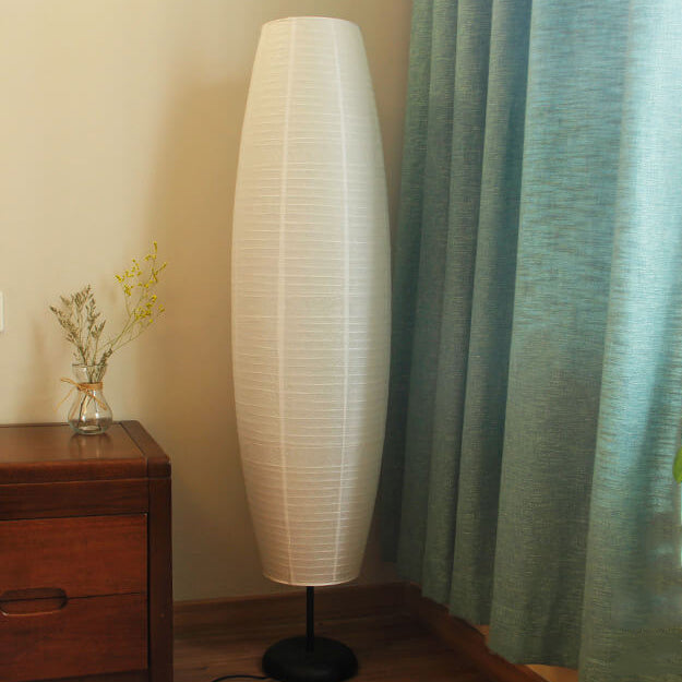 Aria – Scandinavische Minimalistische Rijstpapieren Kolom Vloerlamp (2-Lichts)