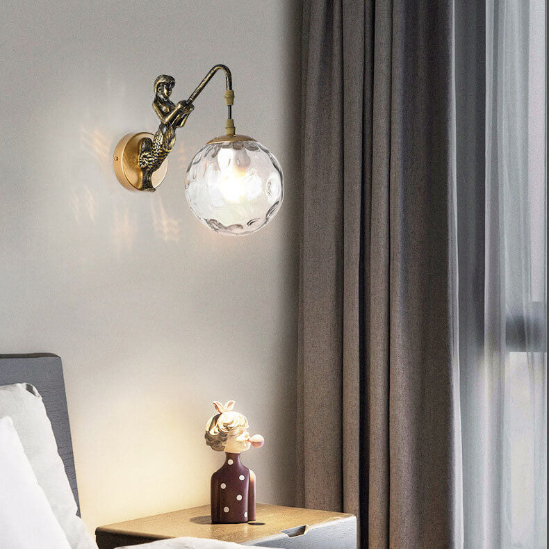 Sirena – Vintage Zeemeermin Wandlamp met Glazen Bol (1-Licht)