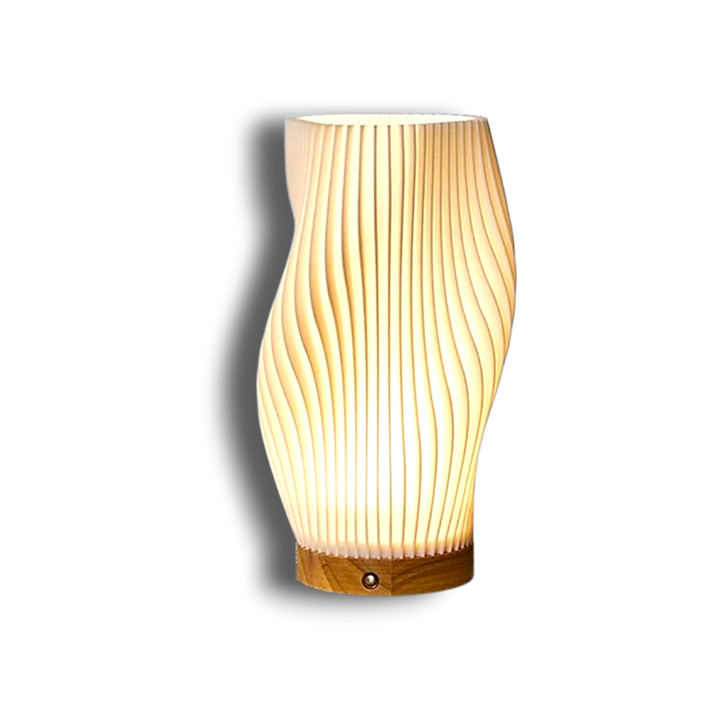 Torchora – Serene Wavecrest Tafellamp met Warme Houten Basis