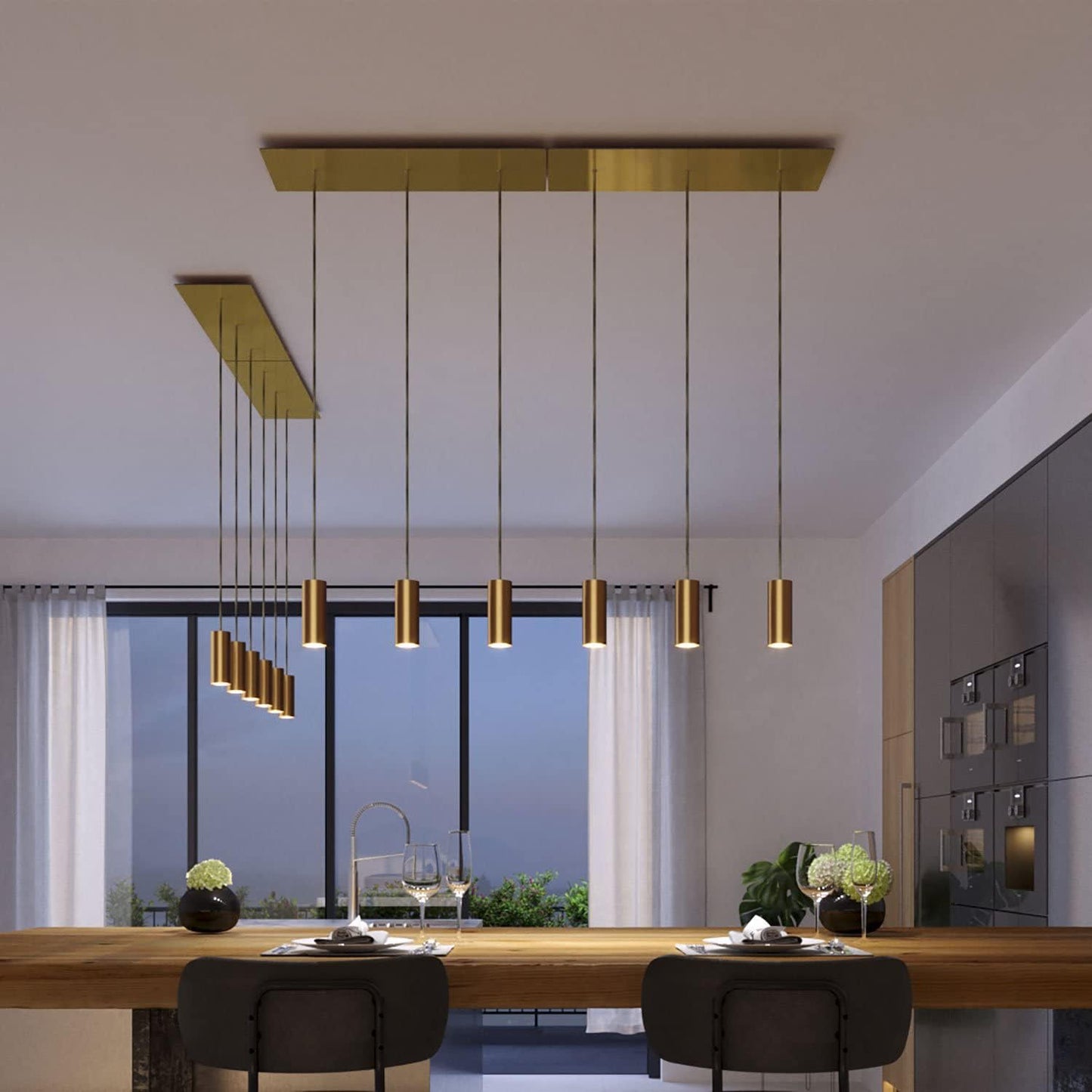 Wickora - Minimalistische Messing Hanglamp Met Strak Buisvormig Design