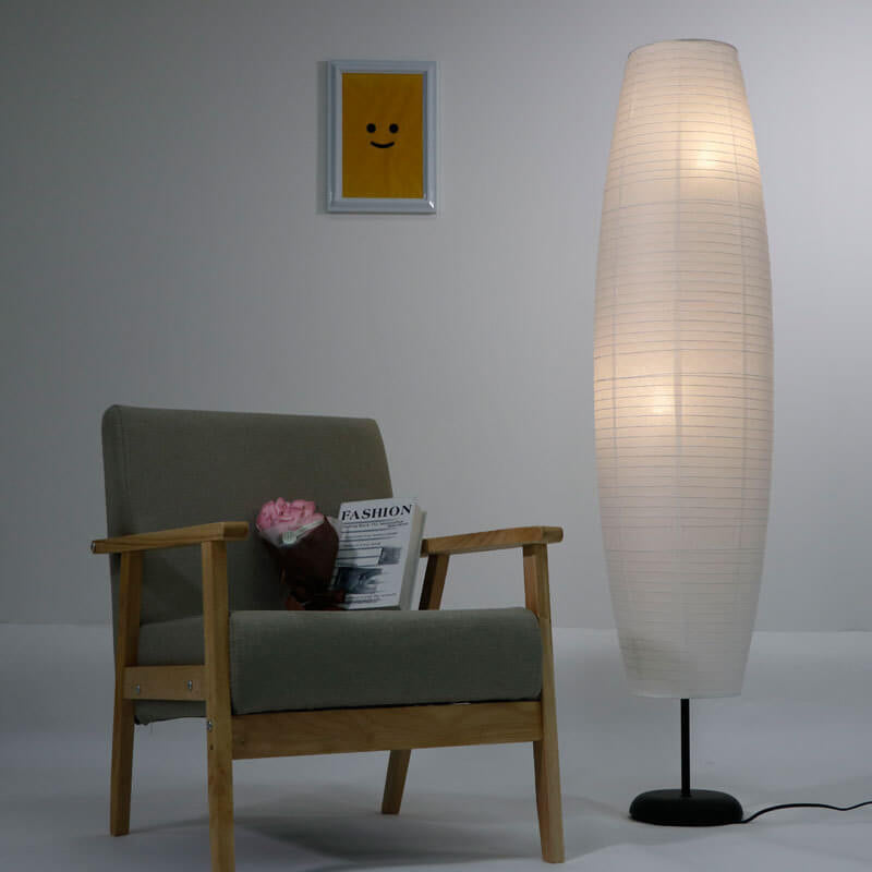 Aria – Scandinavische Minimalistische Rijstpapieren Kolom Vloerlamp (2-Lichts)