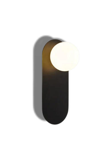 Liora – Scandinavische Minimalistische Wandlamp met Glazen Bol (Zwarte & Witte Basis)