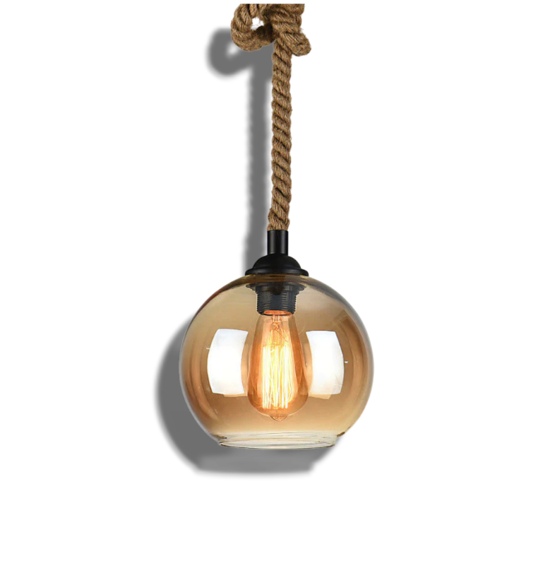 Riva – Retro Touw Glazen Bol Hanglamp (1-Licht)