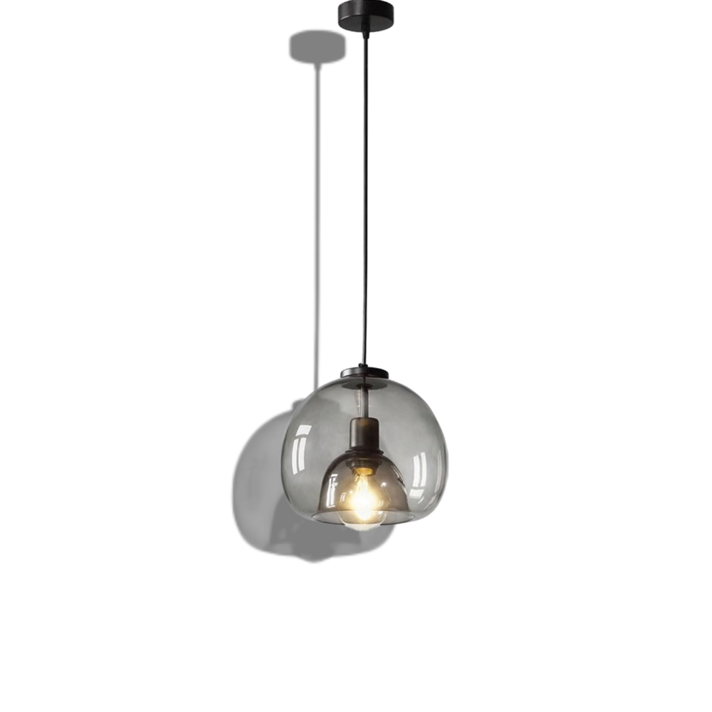 Lumea – Minimalistische Rookgrijze Glazen Koepel Hanglamp (1-Licht)