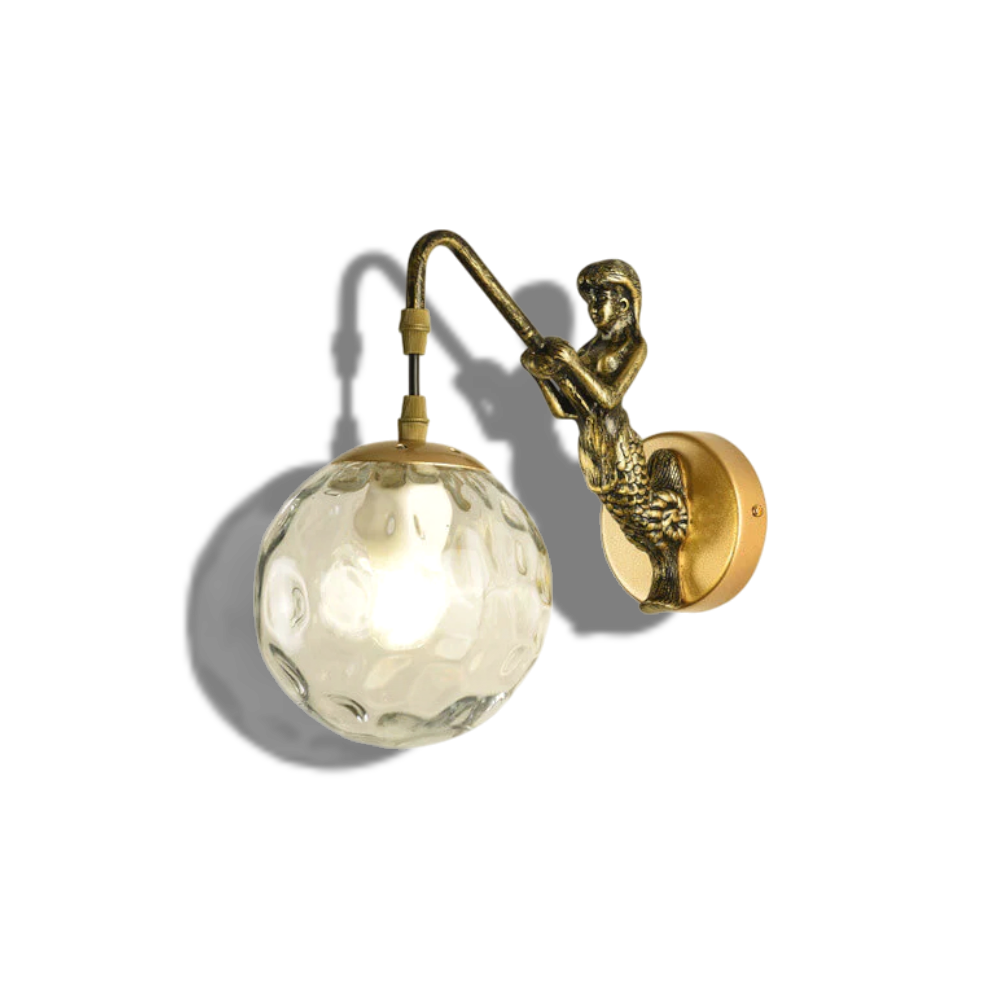 Sirena – Vintage Zeemeermin Wandlamp met Glazen Bol (1-Licht)