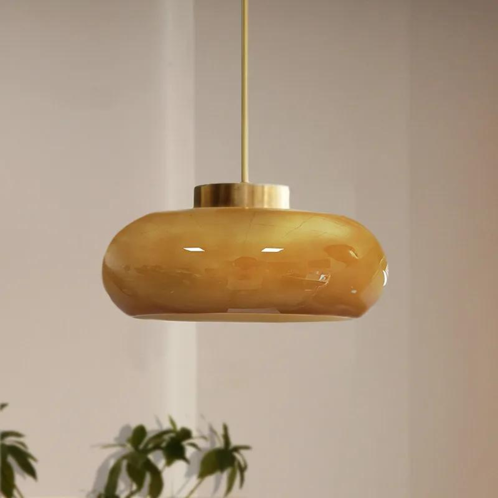 Aurea – Koperen & Glazen LED Plafondlamp (Drie-Kleuren Dimbaar, Modern Design)