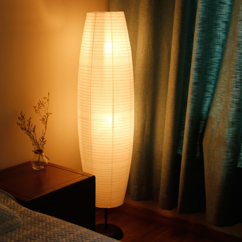 Aria – Scandinavische Minimalistische Rijstpapieren Kolom Vloerlamp (2-Lichts)