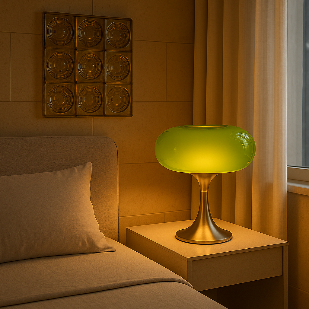 Solari – Retro Bauhaus Tafellamp, Glas & Ijzer Sfeerlamp
