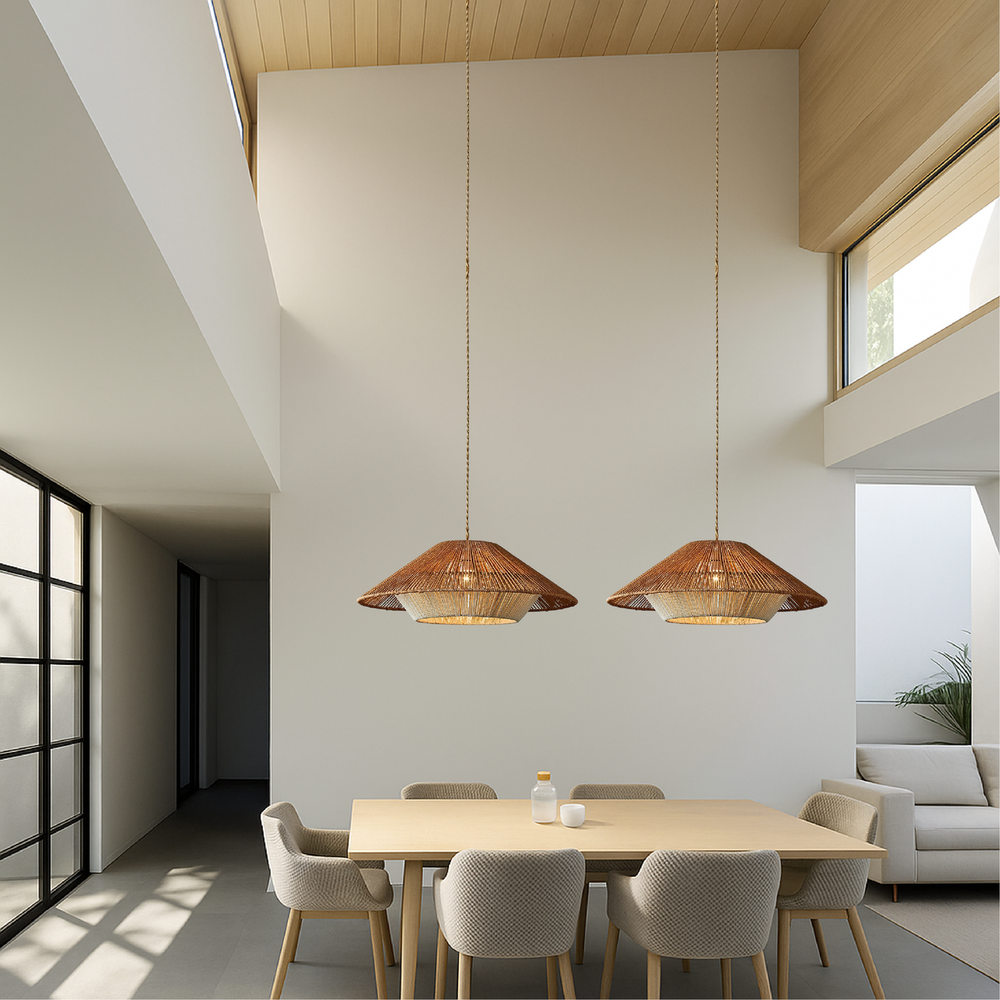 Walklux - Rustieke Charme Gevlochten Bamboe Hanglamp Met Ambachtelijk Design