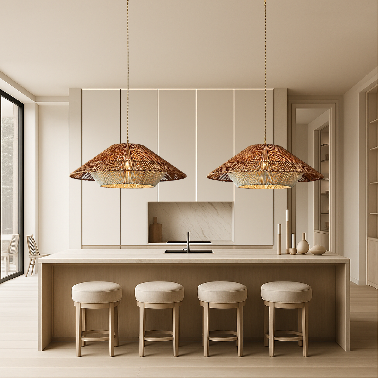 Walklux - Rustieke Charme Gevlochten Bamboe Hanglamp Met Ambachtelijk Design
