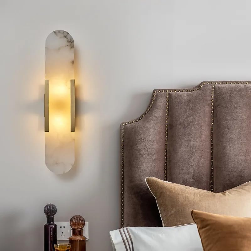 Selaro – Moderne Marmeren Wandlamp (Luxe Bedlamp, Dimbaar)