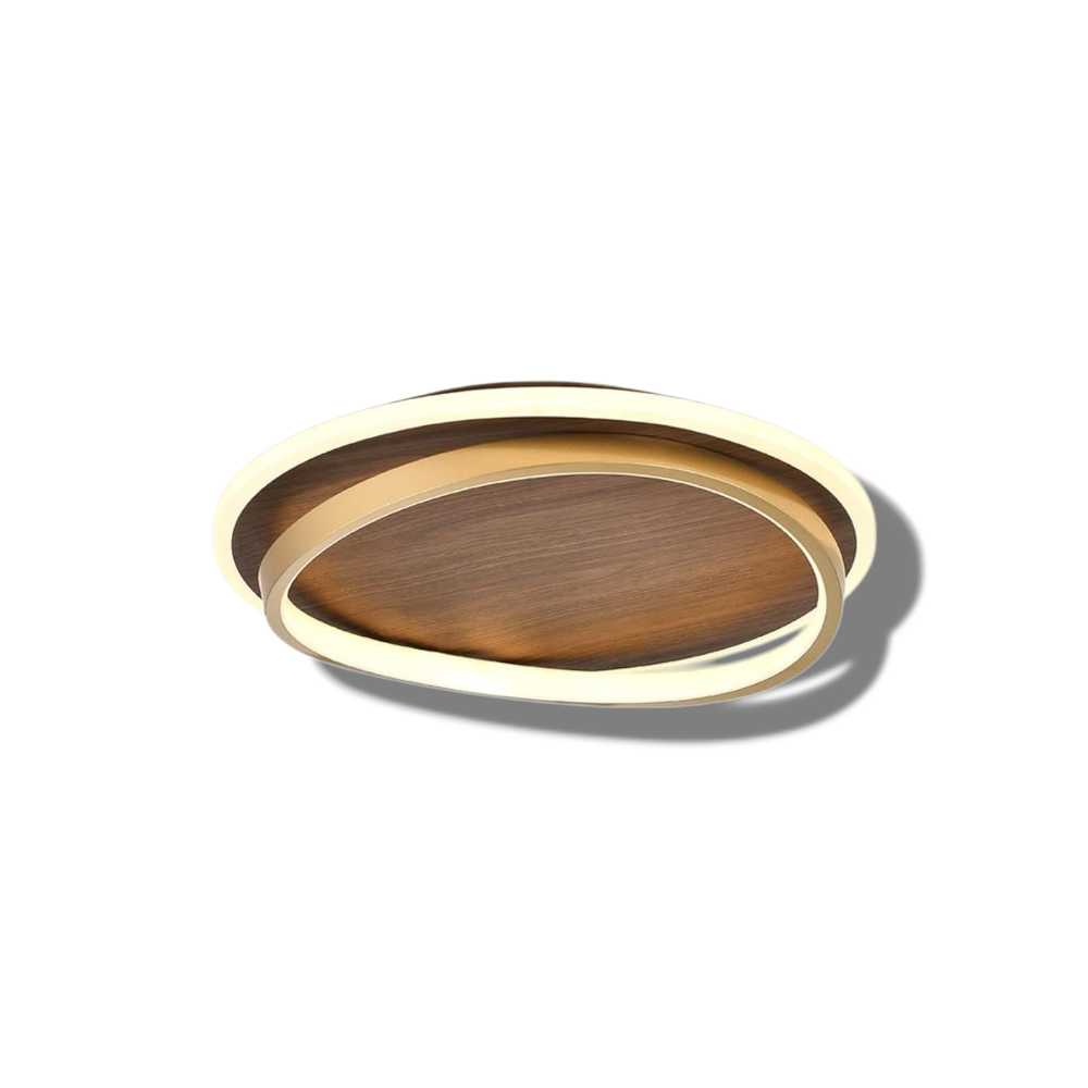 Edda – Scandinavische Walnoot Houtnerf LED Plafondlamp (Flush Mount)