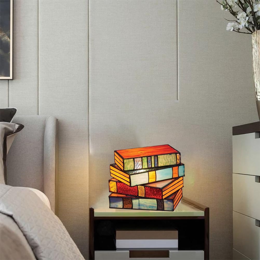 Zulma – Artistieke Boekstapel Mozaïek Tafellamp voor Elegante Verlichting