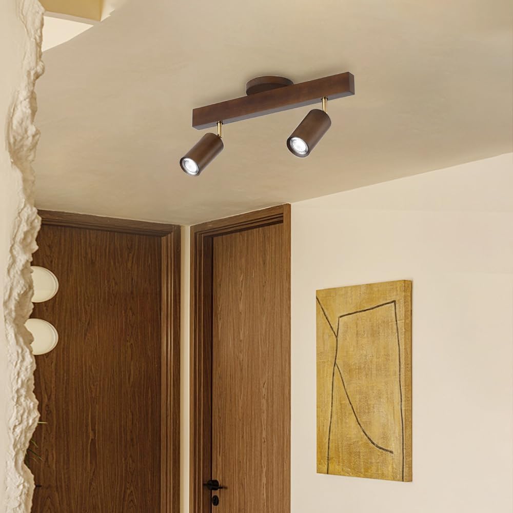Norvia – Houten Rail Plafondlamp met Verstelbare Spots