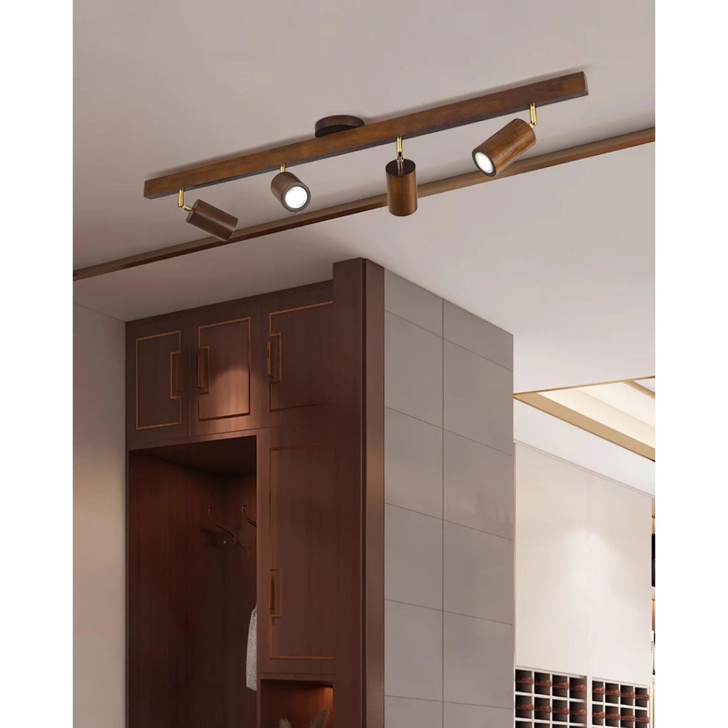 Norvia – Houten Rail Plafondlamp met Verstelbare Spots