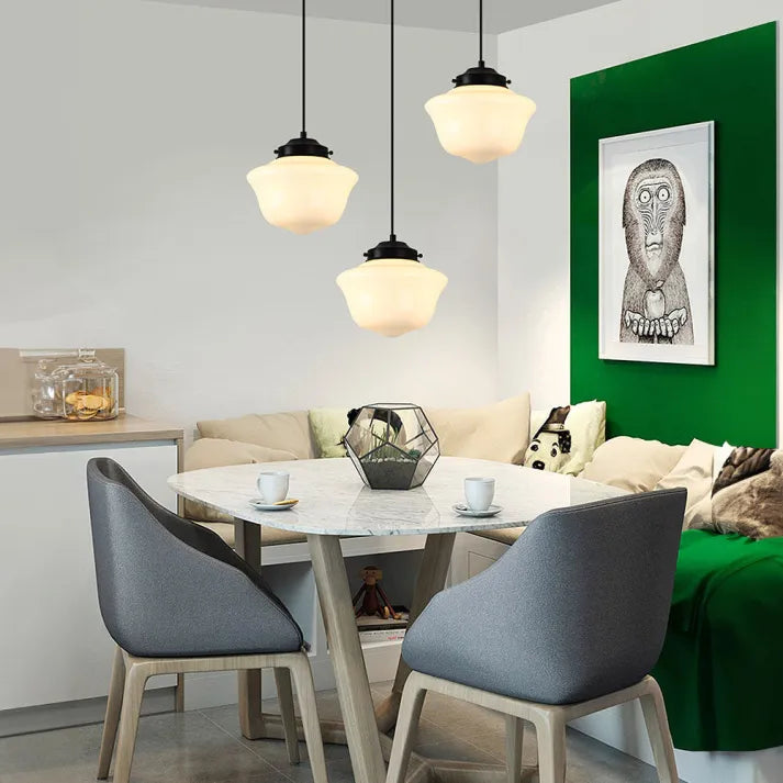 BrillLuma – Vintage Melkglas Hanglamp met Geometrisch Design