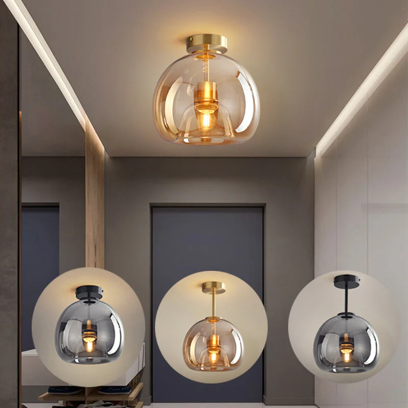 Patiora - Retro Koperen Glazen Plafondlamp Met Moderne Designuitstraling
