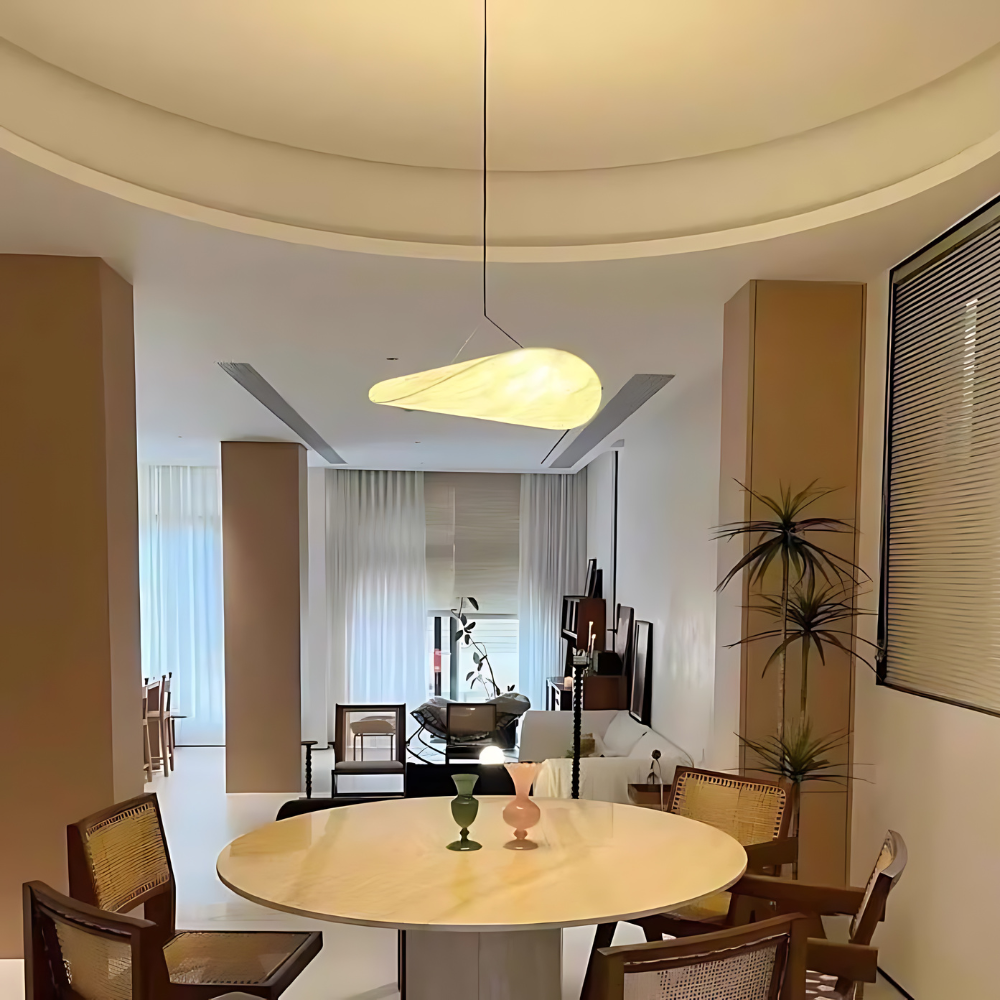 Kaze – Japandi Zijde Hanglamp & Plafondlamp (Dimbaar in Drie Kleuren, Modern Design)