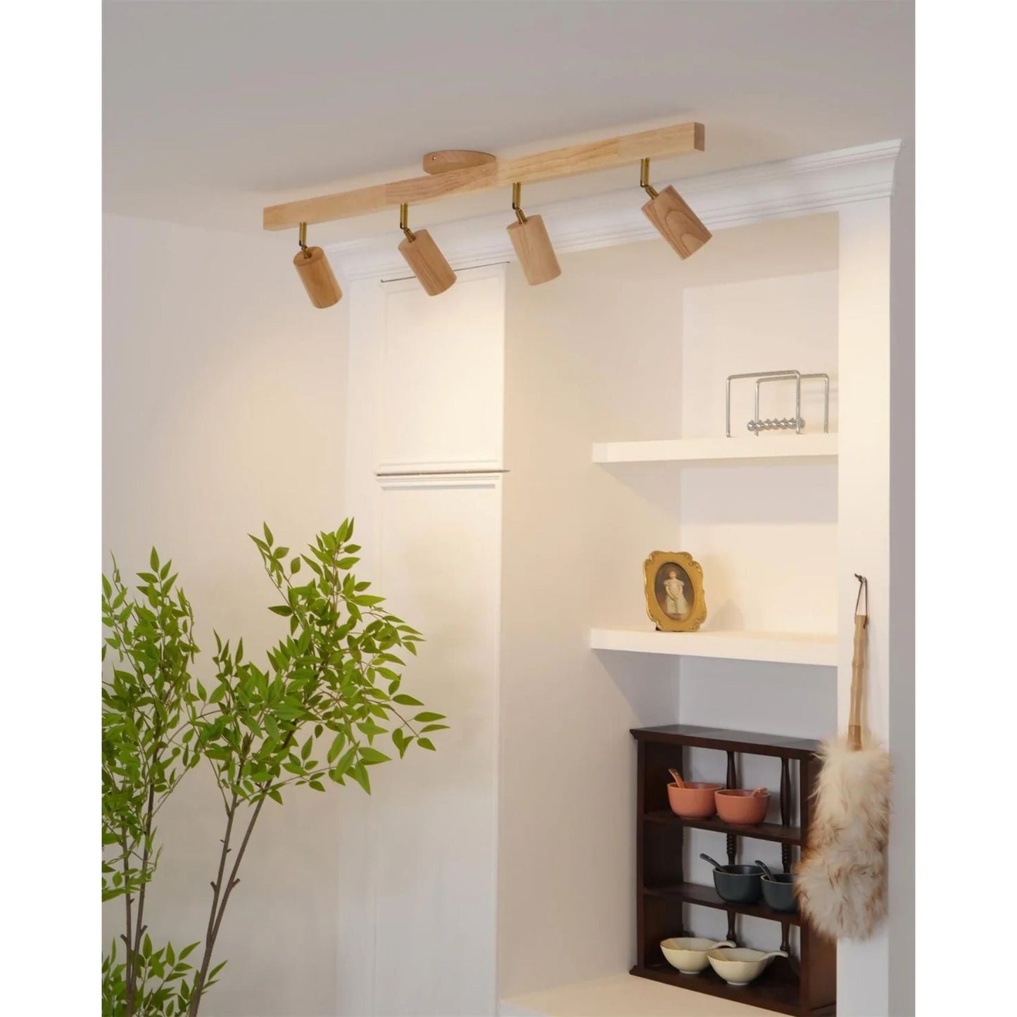 Norvia – Houten Rail Plafondlamp met Verstelbare Spots