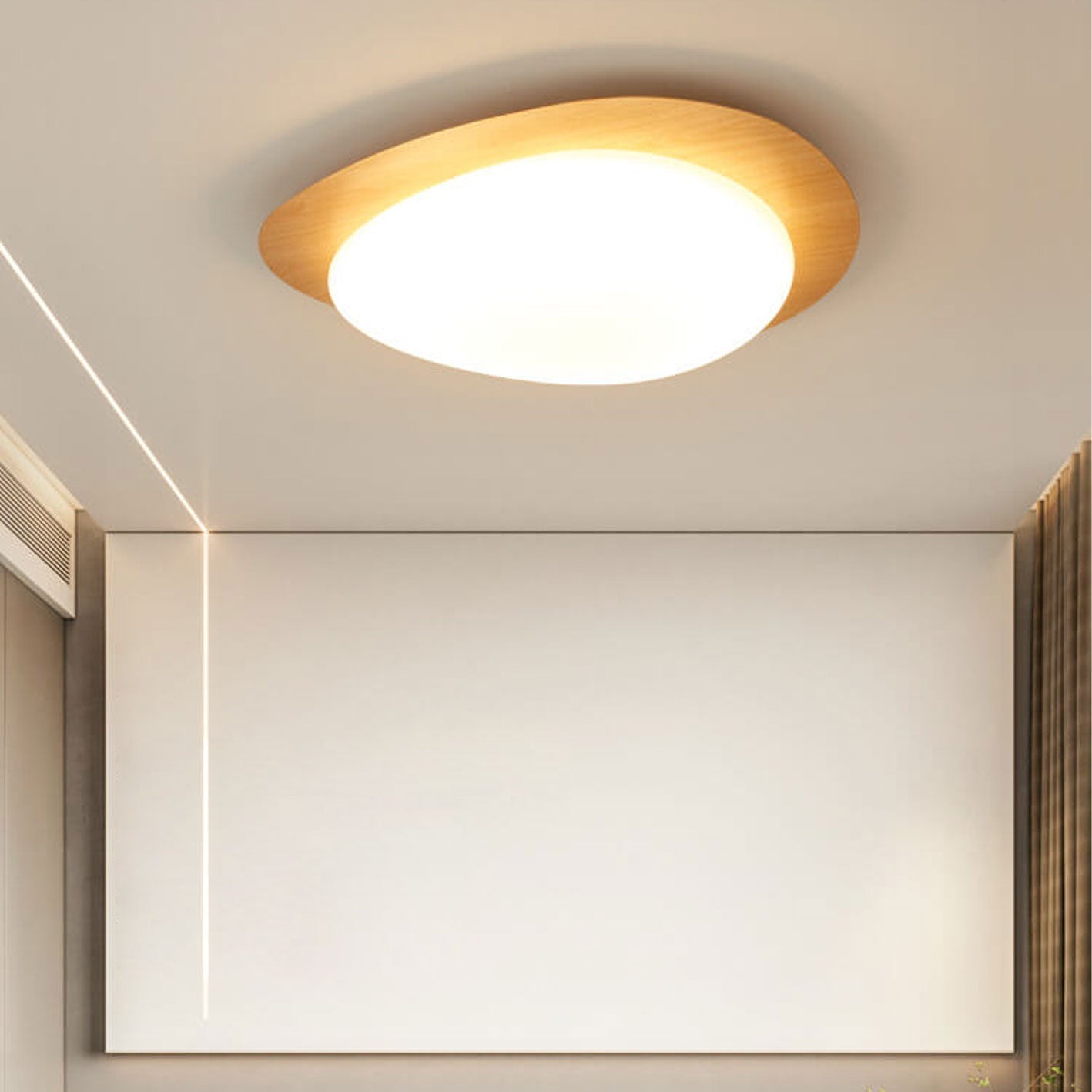 Pebble – Scandinavische Houtnerf LED Plafondlamp (Opbouw, Dimbare Opties)